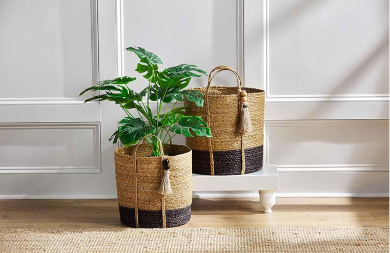 Large Two-Tone Black Basket Set