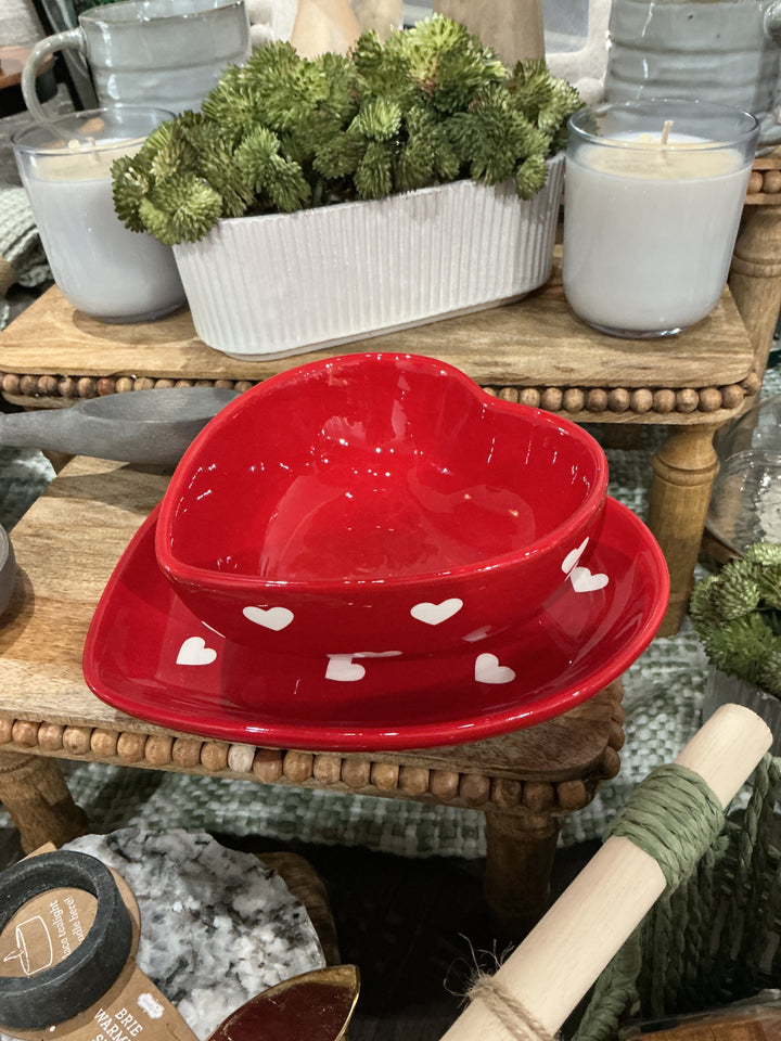 Ceramic Heart Shaped Plate Set