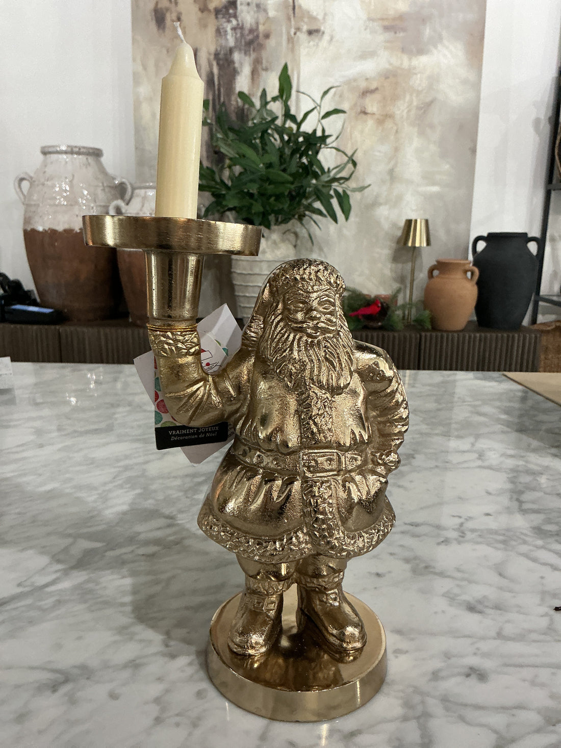 Holiday Gold Medal Santa Candle Holder