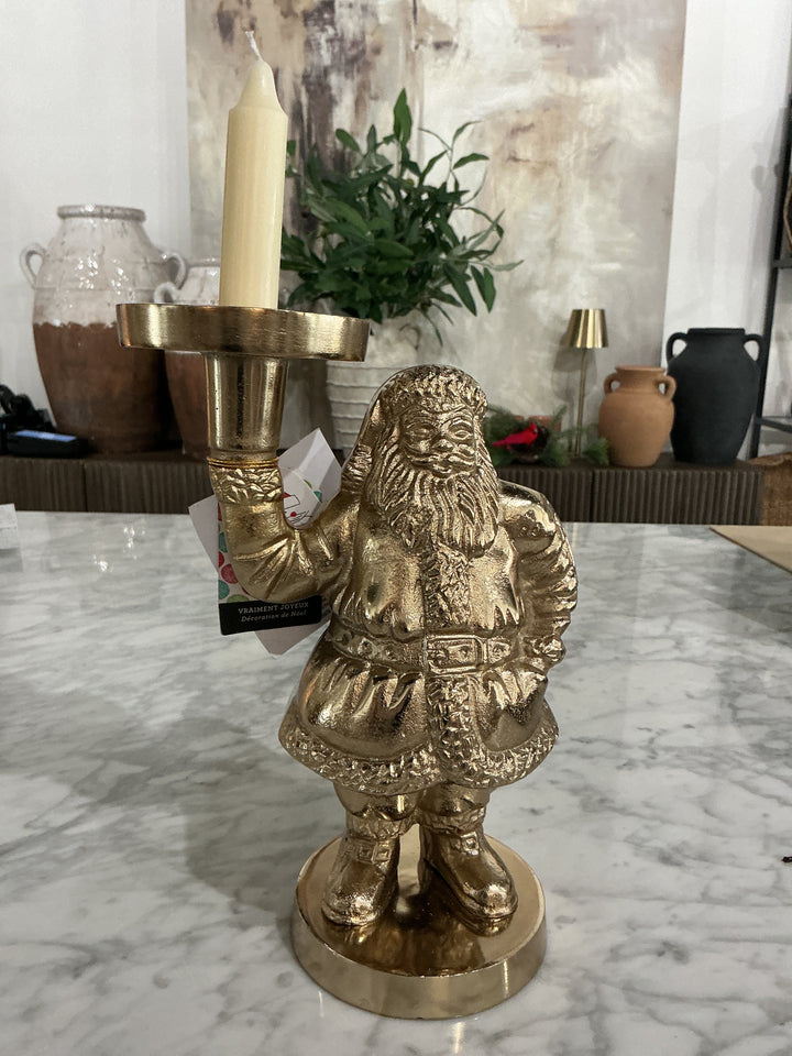 Holiday Gold Medal Santa Candle Holder