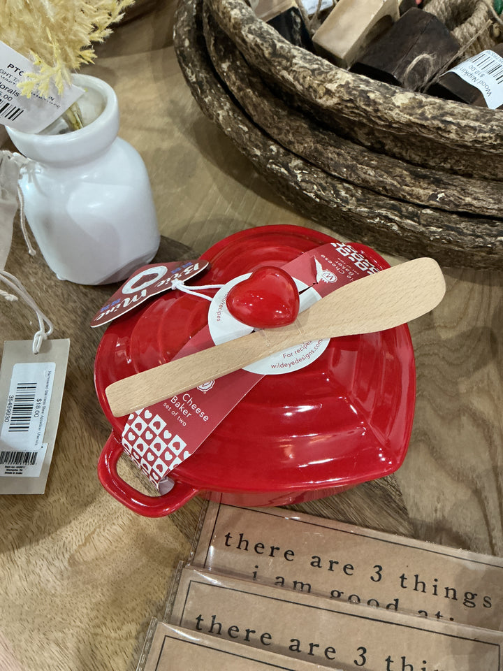Ceramic Heart Shaped Brie Cheese Baker