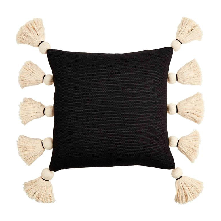 Square Black Tassel Pillow