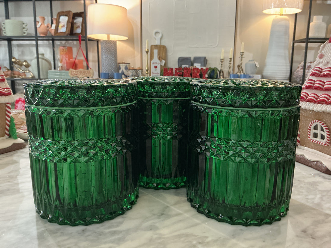 Large green holiday candle