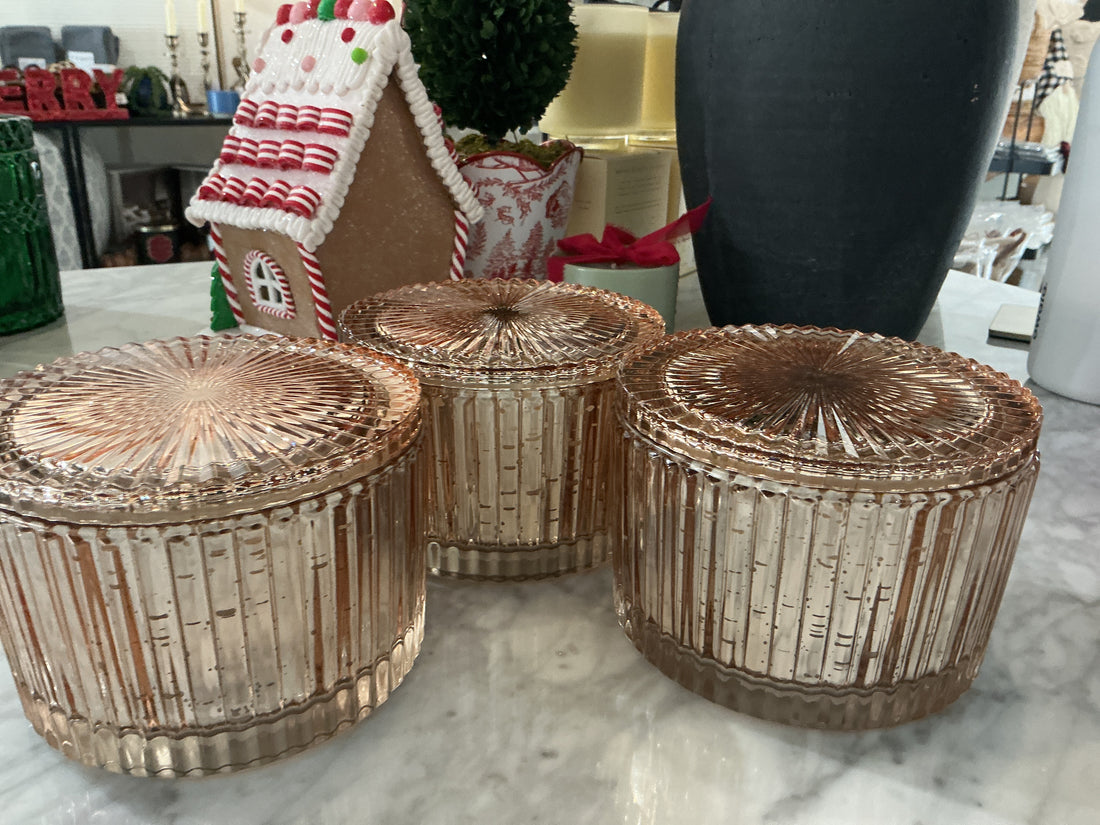 Holiday rose gold candle