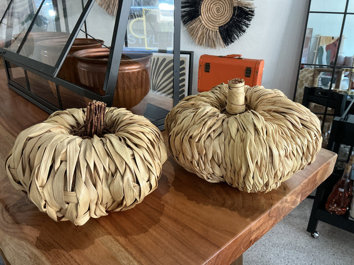 Hand Woven Pumpkins Set of 2