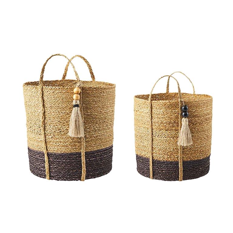 Large Two-Tone Black Basket Set
