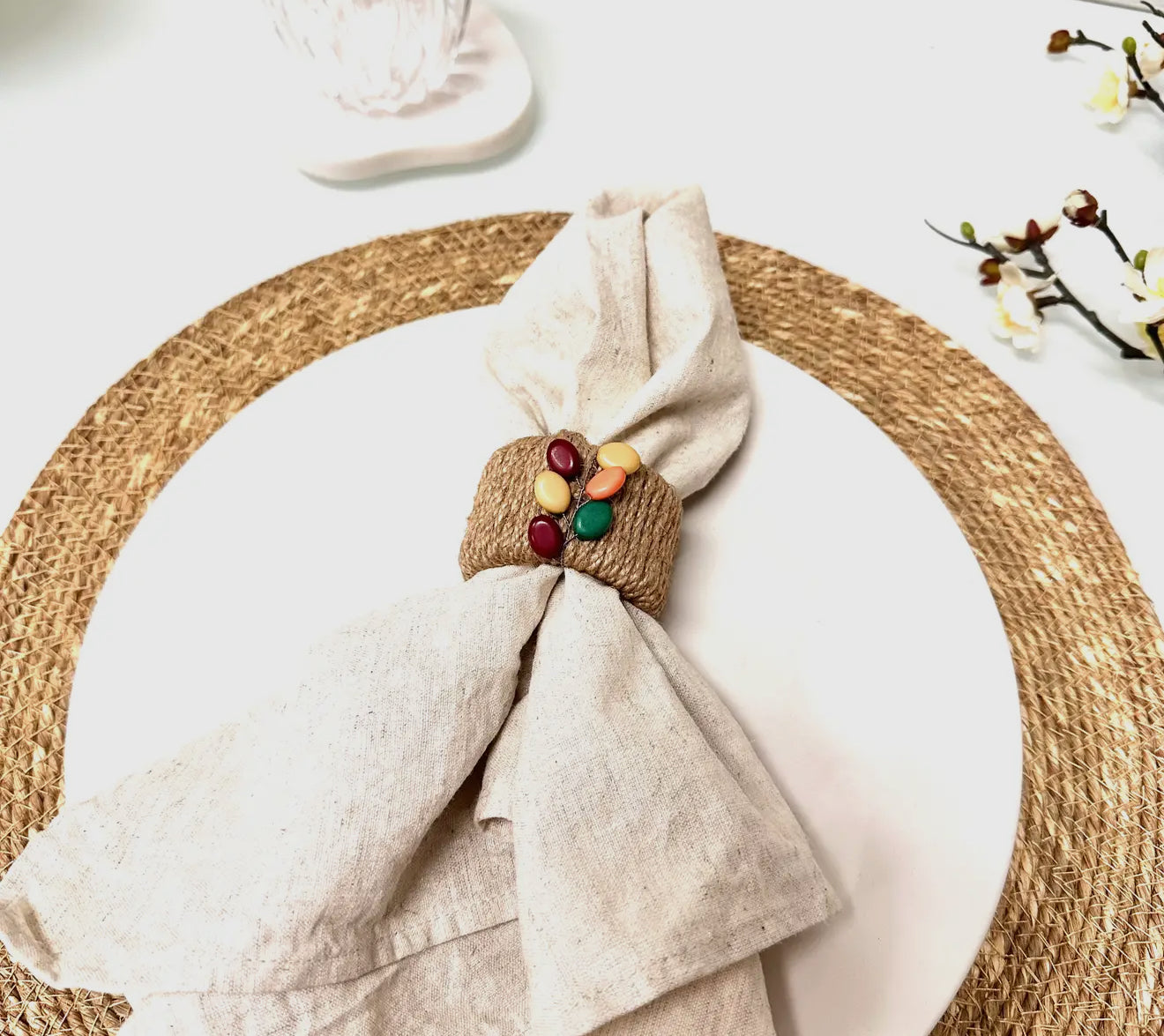 Jute & Bead Napkin Ring