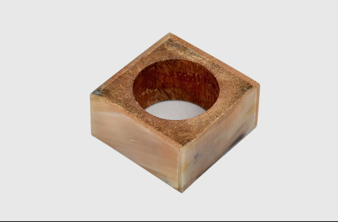 Natural Horn Border Wood Napkin Ring