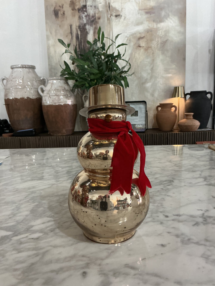 Small Glass Gold Snowman