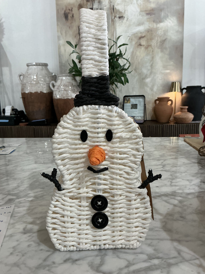 Woven Snowman Wine Caddy