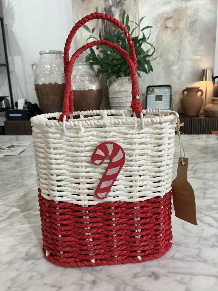 Woven Red & White Double Wine Caddy