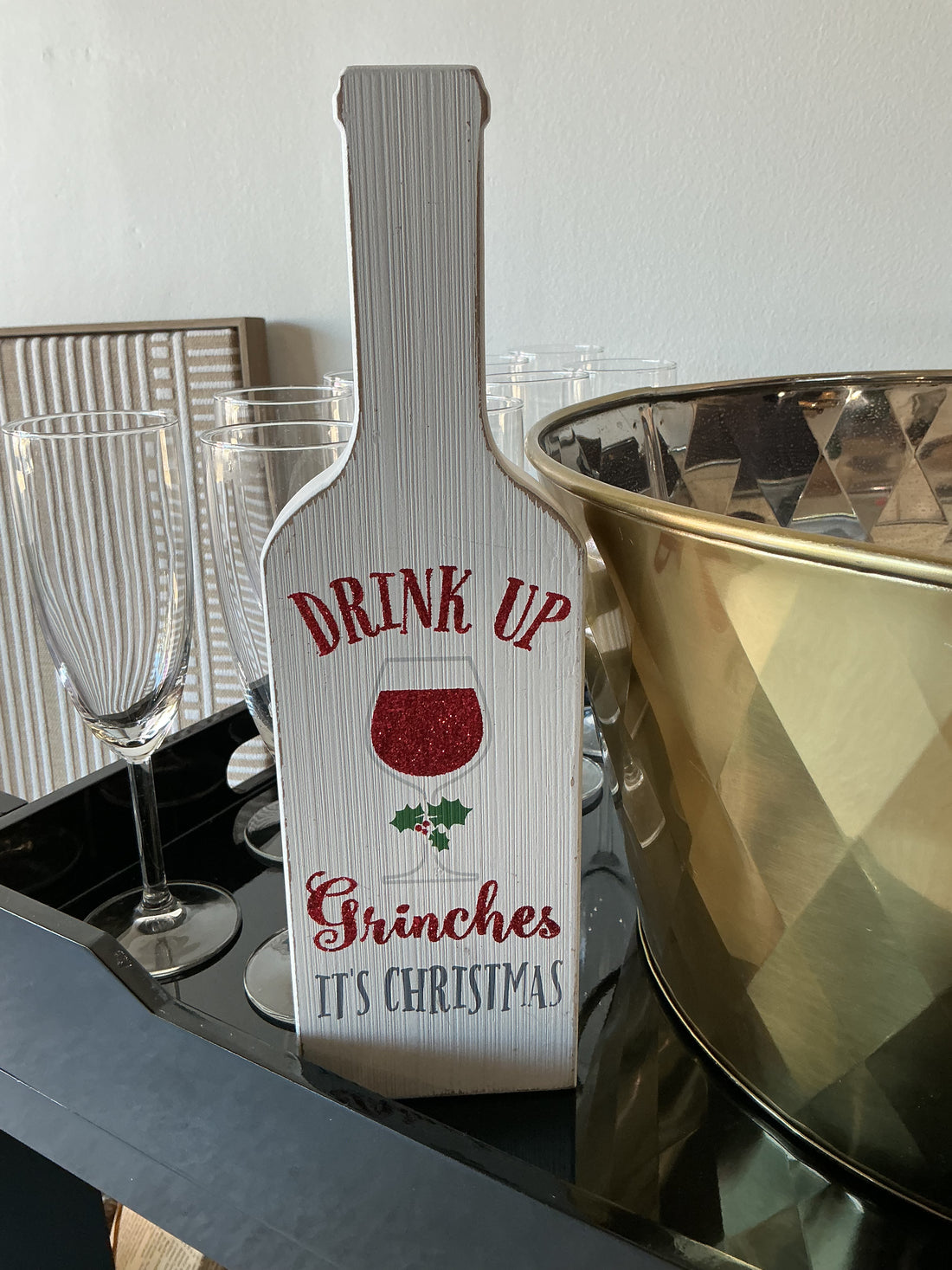 Wine Bottle Shaped Wood Sign